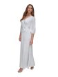 DKNY Womens Silver Pleated Zippered Removable Belt Lined Balloon Sleeve Surplice Neckline Full-Length Formal Faux Wrap Dress Online now