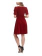 DKNY Womens Ruched Pouf Sleeve V Neck Knee Length Party Sheath Dress For Discount