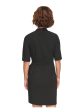 DKNY Womens Black Ruched Zippered Draped Skirt Short Sleeve Surplice Neckline Above The Knee Wear To Work Faux Wrap Dress on Sale