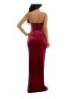 EMERALD SUNDAE Womens Maroon Cut Out Zippered V-notch Neck Bow Detail Slitted Sleeveless Full-Length Formal Gown Dress Supply