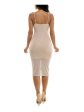 BEBE Womens Beige Zippered Lined Studded Spaghetti Strap Square Neck Midi Party Body Con Dress Online Hot Sale