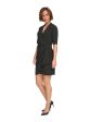 DKNY Womens Black Ruched Zippered Draped Skirt Short Sleeve Surplice Neckline Above The Knee Wear To Work Faux Wrap Dress on Sale