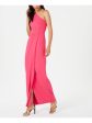 CALVIN KLEIN Womens Pink Ruched Sleeveless Asymmetrical Neckline Maxi Evening Sheath Dress Online Hot Sale