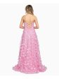 DEAR MOON Womens Pink Mesh Ruched Zippered Lace-up Back Lined Sleeveless Strapless Full-Length Prom Gown Dress Hot on Sale