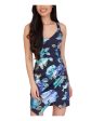 BCX Womens Ruched Floral Sleeveless V Neck Short Party Body Con Dress Online now