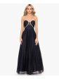 BLONDIE NITES Womens Black Zippered Lined Rhinestone Trim Padded Cups Spaghetti Strap Sweetheart Neckline Full-Length Prom Gown Dress Fashion