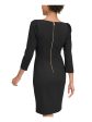 CALVIN KLEIN Womens Black Zippered 3 4 Sleeve Boat Neck Above The Knee Wear To Work Sheath Dress Discount