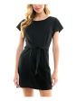 CITY STUDIO Womens Black Cap Sleeve Round Neck Short Shift Dress For Cheap