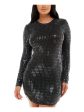 B DARLIN Womens Stretch Embellished Long Sleeve Jewel Neck Short Party Body Con Dress Discount