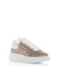 ALEXANDER MCQUEEN Womens Brown Glitter-Embellished 1-1 2  Platform Padded Round Toe Wedge Lace-Up Sneakers Shoes For Cheap