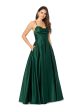 BLONDIE NITES Womens Green Zippered Pocketed Pleated Lace Up Back Boning Spaghetti Strap Sweetheart Neckline Full-Length Formal Gown Dress Online now