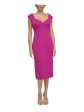 CALVIN KLEIN Womens Purple Zippered Seam Details Back Slit Cap Sleeve Sweetheart Neckline Midi Party Sheath Dress For Discount