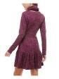 BEBOP Womens Maroon Heather Crew Neck Short Fit + Flare Dress Online Hot Sale