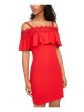 BCX DRESS Womens Red Lace Spaghetti Strap Off Shoulder Knee Length Evening Body Con Dress For Discount