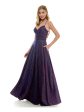 CITY STUDIO Womens Purple Zippered Lined Lace Up Glitter Padded Ombre Spaghetti Strap V Neck Full-Length Formal Gown Dress Online Hot Sale