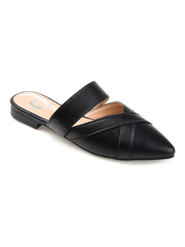 JOURNEE COLLECTION Womens Black Crisscross Cushioned Stasi Pointed Toe Slip On Mules N Online Hot Sale