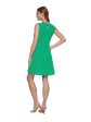 DKNY Womens Green Twist Front Zippered Button Trim Shoulder Lined Sleeveless Round Neck Short Party Fit + Flare Dress on Sale