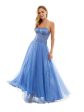 BCX Womens Blue Zippered Lined Embroidered Bustier Bodice Sleeveless Sweetheart Neckline Full-Length Formal Gown Dress For Discount