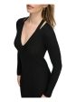 CALVIN KLEIN Womens Black Cut Out Ribbed Pullover Long Sleeve V Neck Below The Knee Party Sweater Dress Online Sale