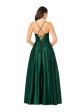 BLONDIE NITES Womens Green Zippered Pocketed Pleated Lace Up Back Boning Spaghetti Strap Sweetheart Neckline Full-Length Formal Gown Dress Online now