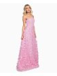 DEAR MOON Womens Pink Mesh Ruched Zippered Lace-up Back Lined Sleeveless Strapless Full-Length Prom Gown Dress Hot on Sale