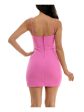 B DARLIN Womens Pink Zippered Slitted Imitation-pearl Trim Lined Spaghetti Strap Square Neck Short Party Body Con Dress Hot on Sale