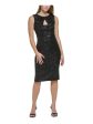 CALVIN KLEIN Womens Black Zippered Pleated Keyhole Back Slit Lined Sleeveless Round Neck Knee Length Evening Sheath Dress Discount