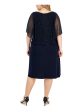 CONNECTED APPAREL Womens Navy Unlined Metallic Mesh Overlay Pullover Flutter Sleeve Round Neck Knee Length Party Shift Dress Online Sale