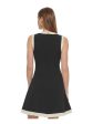 DKNY Womens Black Zippered Unlined Contrast Trim Color Block Sleeveless Crew Neck Above The Knee Fit + Flare Dress Online