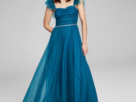 CITY STUDIO Womens Ruffled Sweetheart Neckline Full-Length Prom Gown Dress For Sale