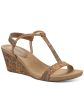 STYLE & COMPANY Womens Beige Floral Stretch Slip Resistant T-Strap Mulan Round Toe Wedge Slip On Slingback Sandal M Online