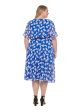 DKNY Womens Blue Zippered Sheer Ruffled Cuffs Tie Belt Lined Floral Short Sleeve Surplice Neckline Midi Wear To Work Faux Wrap Dress Fashion