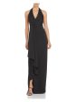 AIDAN MATTOX Womens Ruched Sleeveless Halter Full-Length Evening Sheath Dress Online Sale