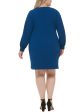 DKNY Womens Teal Zippered Unlined Ruched Twist-side Cuffed Sleeve Surplice Neckline Above The Knee Wear To Work Faux Wrap Dress Discount