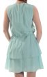 CR BY CYNTHIA ROWLEY Womens Aqua Polka Dot Sleeveless Crew Neck Above The Knee Fit + Flare Dress Sale