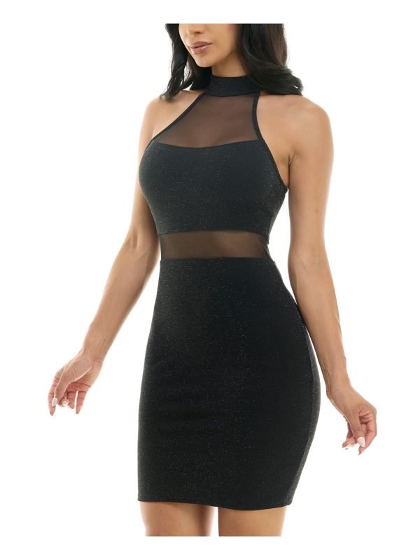 BEBE Womens Black Sleeveless Halter Short Party Body Con Dress For Sale