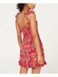 B DARLIN Womens Red Floral Sleeveless V Neck Mini Ruffled Dress Sale