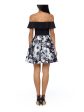 BETSY & ADAM Womens Black Pocketed Floral Off Shoulder Short Party Fit + Flare Dress Discount