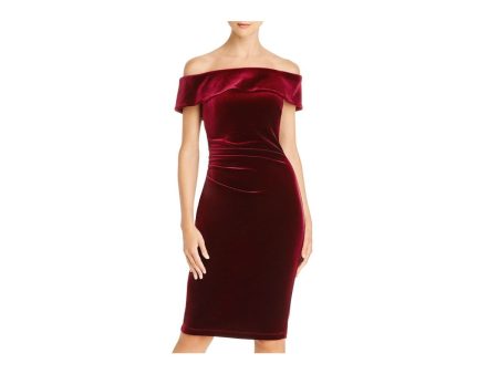 AQUA DRESSES Womens Zippered Short Sleeve Off Shoulder Knee Length Cocktail Sheath Dress Online Sale