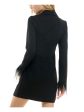 CITY STUDIO Womens Black Lined Button Front Faux-pocket Tuxedo Long Sleeve Collared Short Party Body Con Dress Discount