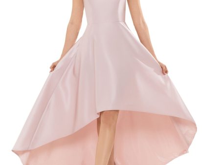 XSCAPE Womens Pink Zippered Sleeveless Scoop Neck Full-Length Formal Hi-Lo Dress Fashion