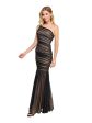 B DARLIN Womens Black Zippered Lined Ruched Sleeveless Asymmetrical Neckline Full-Length Evening Mermaid Dress Fashion