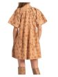 ELAN Womens Orange Printed Short Sleeve V Neck Mini Shift Dress Sale