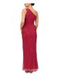 ADRIANNA PAPELL Womens Red Zippered Lined Side Slit Sleeveless Asymmetrical Neckline Full-Length Evening Gown Dress For Cheap