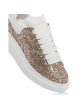 ALEXANDER MCQUEEN Womens Brown Glitter-Embellished 1-1 2  Platform Padded Round Toe Wedge Lace-Up Sneakers Shoes For Cheap