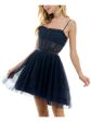 CITY STUDIO Womens Navy Zippered Lined Corset Bodice Tiered Hi-lo Hem Spaghetti Strap Sweetheart Neckline Above The Knee Party Fit + Flare Dress Online now