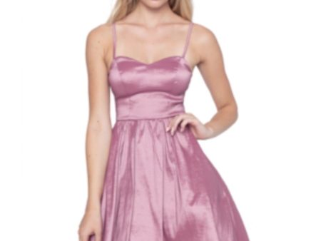 B DARLIN Womens Pink Zippered Hi-low Spaghetti Strap Sweetheart Neckline Mini Party Fit + Flare Dress Sale