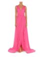 ALBERTA FERRETTI Womens Pink Pleated Zippered Ruched Layered Lined Sleeveless Surplice Neckline Full-Length Evening Gown Dress Online Sale