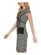 DKNY Womens Black Pocketed Zippered Houndstooth Cap Sleeve Scoop Neck Knee Length Wear To Work Sheath Dress Hot on Sale