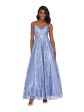 BLONDIE NITES Womens Light Blue Zippered Lined Lace-up Back Spaghetti Strap V Neck Full-Length Prom Gown Dress Discount